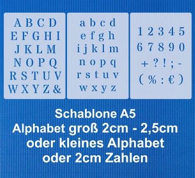 3er Schablonen Set Nr.25 - Buchstaben und Zahlen ABC Schriftschablonen  - Bild 1 von 2