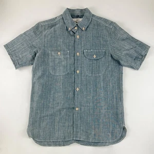 RGT Rogue Territory Natural Indigo Work Shirt Mens Large Short Sleeve Button - Picture 1 of 4