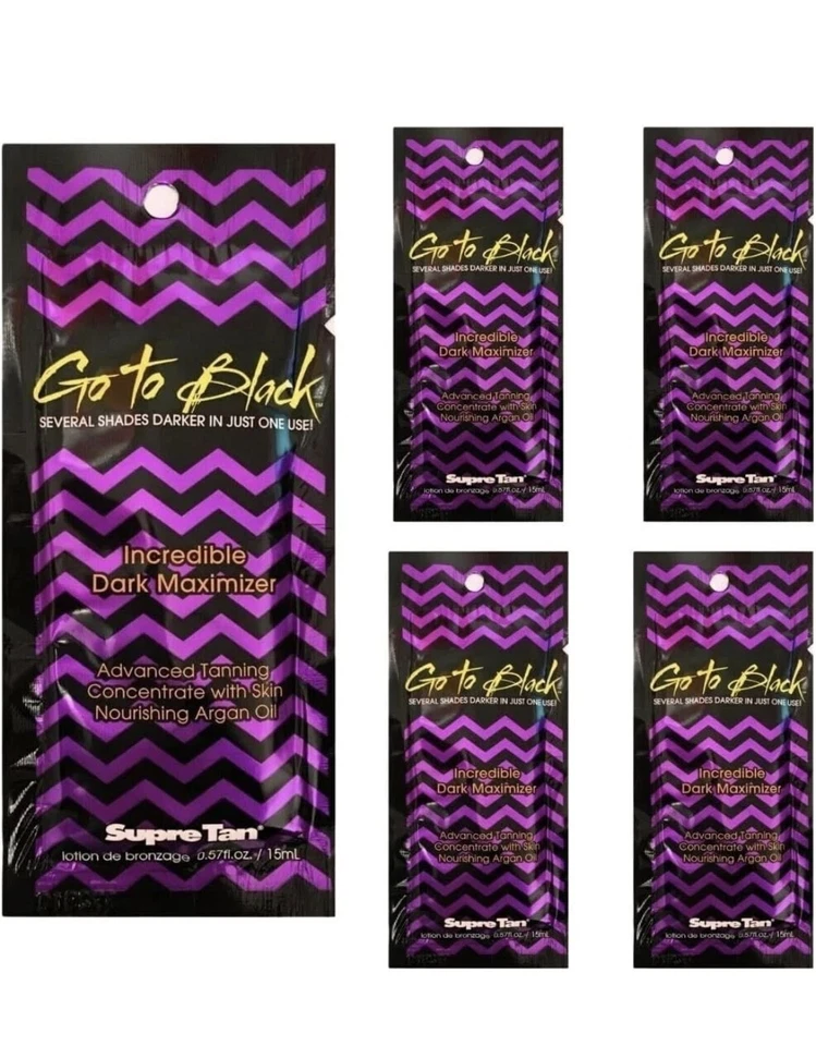 BRANDED 5 x Sachets Go To Black Dark Maximizer Tanning Lotion Sunbed Cream Accelerator