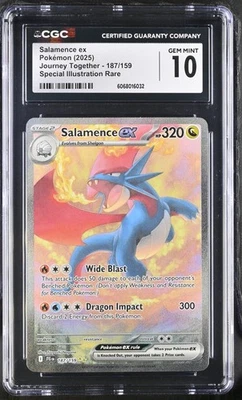 CGC 10 - Salamence ex 187/159 Special Illustration Rare Journey Together Pokemon - Image 1 of 3