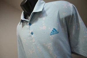 Adidas Golf Polo PrimeGreen Checks Short Sleeve Athletic Golf Shirt Mens Large - Picture 1 of 11