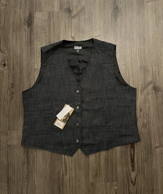 Chaleco Chef Works Urban Collection Fairfax Negro Gris Botón Frontal 2XL NUEVO CON ETIQUETAS Foto 1 de 4