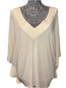 Anthropologie Bordeaux V-Ausschnitt Fledermaus Herbst Trendfarbe Buttergelb Lg - Bild 1 von 6