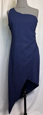 Vestido de noche B. Darlin para mujer azul brillante dorado cremallera fruncido un hombro 13/14 Foto 1 de 4