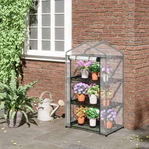 Clear & Dark Green Mini Greenhouse, 27.25" L x 19.25" W x 49.25" H, Steel - Picture 1 of 7