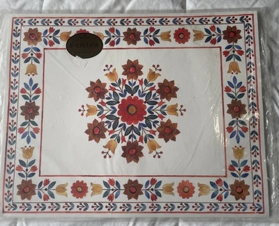 Винтажный скандинавский цветочный 11 x 14 Hallmark коврик набор из 8 новый в упаковке  - Изображение 1 из 4