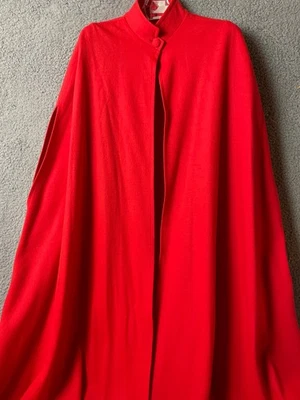 Vintage Red Wool Cape Cloak High Collar Swing Maxi Little Red Riding Hood VTG - Image 1 of 4
