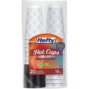 Disposable Cups 16oz With Lids Hefty Hot Coffee Tea Cups Kitchen Use - Picture 1 of 5