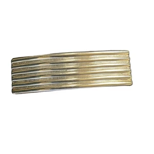 Vintage Rectangular Shaped Gold Stripe Ridged Hair Barrette Art Deco 1980s - Picture 1 of 2