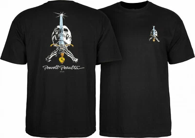 Powell Peralta SKULL AND SWORD Skateboard T Shirt BLACK - Image 1 of 4