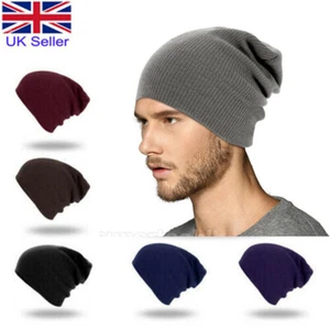 Mens Slouch Beanie Knitted Cap Winter Long Baggy Unisex Oversized Gifts Cap - Picture 1 of 15