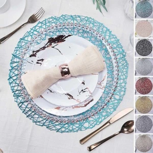 6 pcs 15-Inch wide Round Vinyl String Placemats Wedding Decorations Home Party - Picture 1 of 32