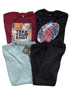 New LOT BOY 18 clothes 2x fleece sweatpants 2x performance active graphic tee - Picture 1 of 10