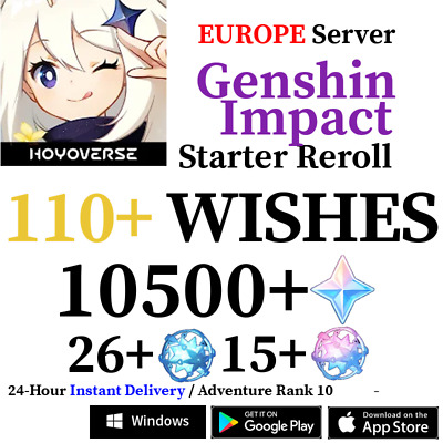 [EUROPE] [INSTANT] AR10 10500+ Primogems Fates Genshin Impact Reroll Reroll • 4.99€