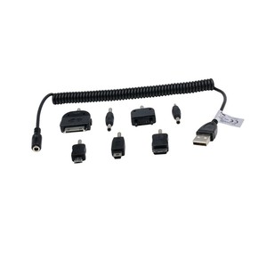 USB Ladekabel für Denver TAQ-90052, inkl. 7 Adapter, 0,9 Meter Spiralkabel