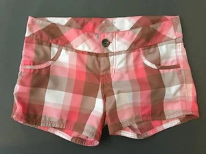 Pantalones cortos para mujer Oakley de tabla playa rosa blanco marrón a cuadros talla 1/2 XS - Imagen 1 de 5