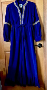Vintage 60’s/70’s Jr’s By Lounge Craft Step In Robe Button Up Blau Kordelzug - Bild 1 von 11