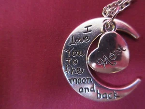 I Love You to the Moon and Back pendant with 20" chain - for Mom - Picture 1 of 4