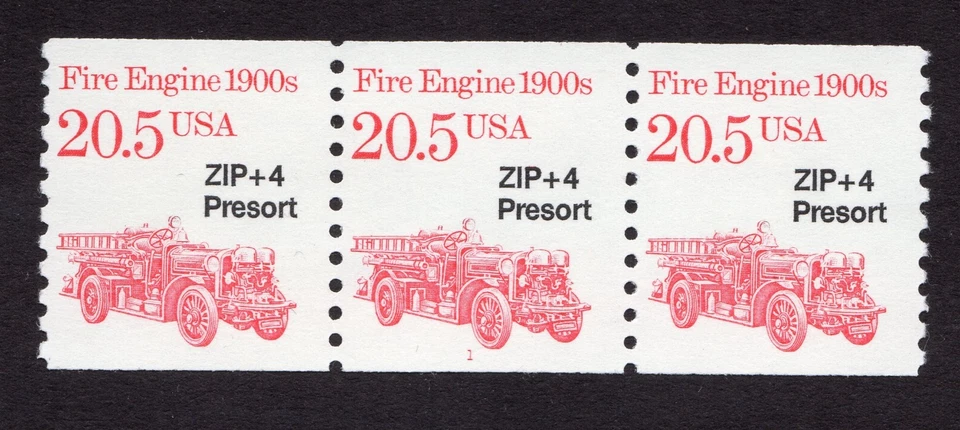 Scott #2264 Fire Engine Transportation Plate # Coil (PNC3) of 3 Stamps - MNH P#1 - Image 1 of 1