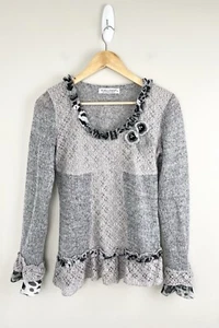Forla Paris Damen Pullover Strick Häkel Blumen Rüschen, Boho Gr. S - Bild 1 von 11