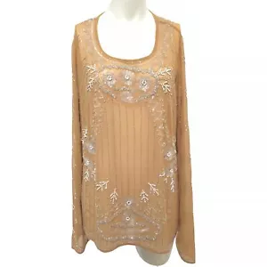 Next top womens UK 16 P2P 22 beige sequin tall Polyester - Picture 1 of 14