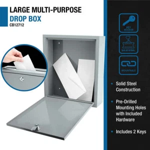 Barska CB12712 Extra Large Multi-Purpose Wall Mount Mail Drop Mailbox 2 Keys - Picture 1 of 5