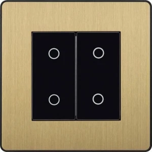 BG Evolve PCDSBTDS2B Satin Brass 2 Gang 200W - Black Insert - Bild 1 von 1