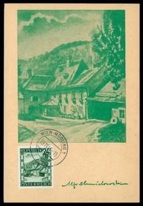 AUSTRIA MK 1946 PAESAGGI MOBILI MULINO HÖLDRICHS MAPPA MASSIMA MC CM h0333 - Foto 1 di 2