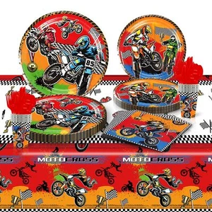 Motorcycle Tableware Party Supplies Motocross Birthday Decoration - Picture 1 of 38