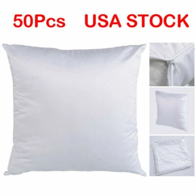 50 Piezas Funda de Almohada 16"x16" Blanca Sublimación en Blanco Funda de Cojín Hágalo Usted Mismo Impresión EE. UU. Foto 1 de 4