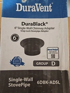 DuraVent 6DBK-ADSL DuraBlack Snap Lock Schornstein Anschlussadapter, 6" Durchmesser - Bild 1 von 5