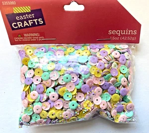 1.5 oz pastel sequins Easter crafts pink teal yellow purple teacher supply - Picture 1 of 1