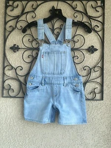 Levi’s Boyfriend Shortall Girls Denim Overalls - Girls Size 7 - Light Wash Blue - Picture 1 of 7