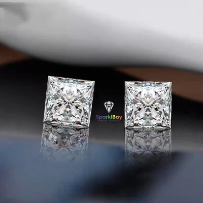 Loose CVD 2 Pcs lab Grown Diamond 4.5 mm Princess Cut D F- IF GIE Certified - Image 1 of 4