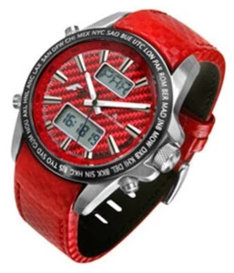 Men's Jacques Lemans Formula 1 World time analog/digital Red carbon fiber dial - Picture 1 of 3