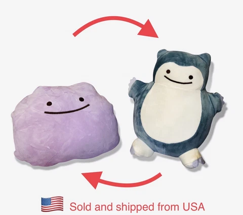 Ditto Snorlax Plush Stuffed Animal 8 inch New Reversible Pokemon center japan Cover