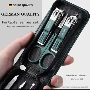 Maniküre Set Nagelknipser Edelstahl Pflege mit Ledertasche 6-Teilig, Tragbar - Bild 1 von 6