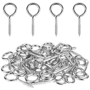 40 Pieces 2 inch Screw Eyes, Nickel Plated Steel Screw Eyes, Self Tapping Screw - Picture 1 of 12