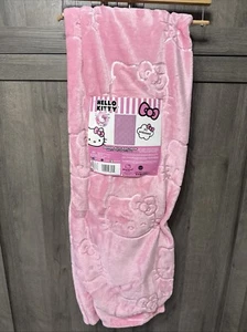 New Hello Kitty Pink Embossed Milky Faux Mink 50" x 70" Throw Blanket On Hanger - Picture 1 of 9