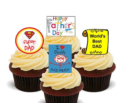 Super Dad, Papá Taza Comestible Pastel Toppers, Decoraciones de Hadas de Standup Día del Padre Foto 1 de 4