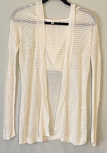 OFF WHITE Dite cosa? Cardigan aperto davanti con cappuccio bianco sporco in maglia larga taglia small