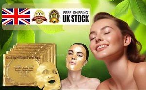 24K Gold Face Mask Bio Collagen Anti Ageing Mask Natural Treatment X 10 - Picture 1 of 13
