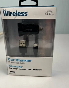 Just Wireless 2.4 Amp 12 W Port USB-A Car Charger with 5ft USB CABLE - Picture 1 of 3