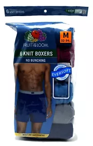 6 Blue Gray Red Knit Boxers Medium M 32-34 Inch Fruit Of The Loom M 81-86 CM - Picture 1 of 6