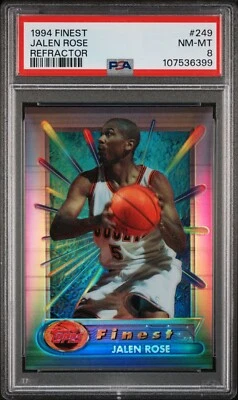 PSA 8 1994 Topps Finest Refractor Jalen Rose #249 RC SP Denver Nuggets - Image 1 of 2