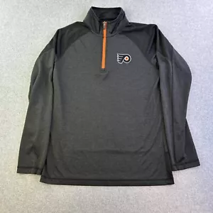 Philadelphia Flyers Sweater Mens Medium Black 1/4 Zip Long Sleeve Pullover Adult - Picture 1 of 13