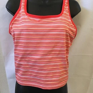 Womens Nike Dri Fit CROP Tank Sports Bra Sz LARGE ORANGE Racerback RN 56323 - Imagen 1 de 7