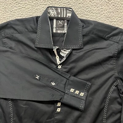 Au Noir Shirt Mens Size 4 (L) Black Button Up Dress Shirt Classy Preppy Designer - Image 1 of 4