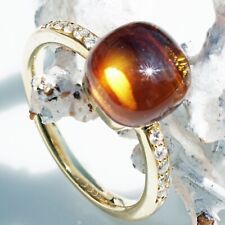 Citrin Brillant Ring 750er Gelbgold Liquid Impressions cooles Design 4.72 ct 0.1