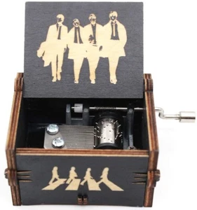 The Beatles Music box Hand Crank Engraved Wood Box, Plays Let it Be Gift New - Picture 1 of 4